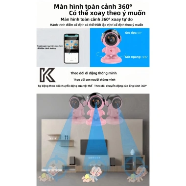 Camera Robot Wifi Phi Hành Gia KC106 - Giám sát 360°, Siêu nét, Âm thanh 2 chiều, Nút SOS - Giá chỉ 610.000₫