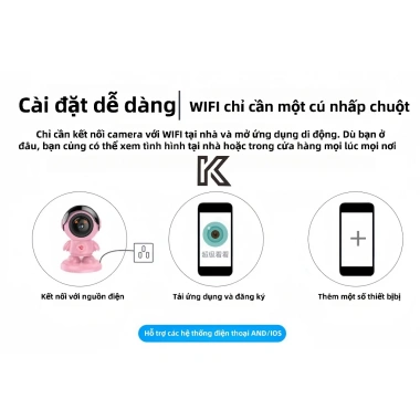 Camera Robot Wifi Phi Hành Gia KC106 - Giám sát 360°, Siêu nét, Âm thanh 2 chiều, Nút SOS - Giá chỉ 610.000₫