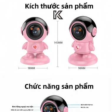 Camera Robot Wifi Phi Hành Gia KC106 - Giám sát 360°, Siêu nét, Âm thanh 2 chiều, Nút SOS - Giá chỉ 610.000₫