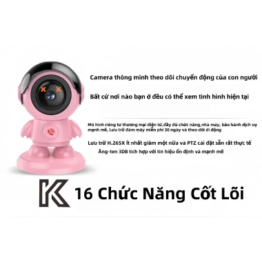 Camera Robot Wifi Phi Hành Gia KC106 - Giám sát 360°, Siêu nét, Âm thanh 2 chiều, Nút SOS - Giá chỉ 610.000₫