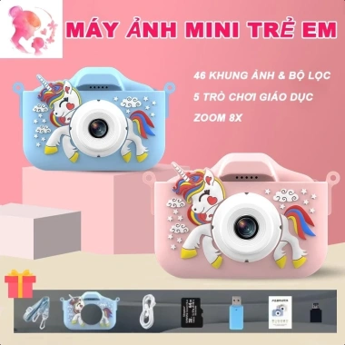 Camera trẻ em 1.080P + TF 32GB, HD, 5 trò chơi, zoom 8x, 46 khung ảnh & lọc - 370,140₫