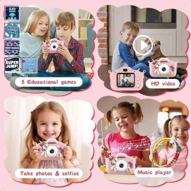 Camera trẻ em 1.080P + TF 32GB, HD, 5 trò chơi, zoom 8x, 46 khung ảnh & lọc - 370,140₫ 6 Camera trẻ em 1.080P + TF 32GB, HD, 5 trò chơi, zoom 8x, 46 khung ảnh & lọc - 370,140₫ 6