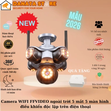 Camera WiFi Ngoại Thất 5 Mắt Xoay 360 - Cảnh Báo Trộm, 5 Khung, 1.329.570 VND