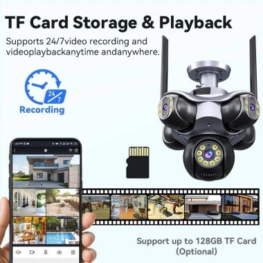 Camera WiFi Ngoại Thất 5 Mắt Xoay 360 - Cảnh Báo Trộm, 5 Khung, 1.329.570 VND