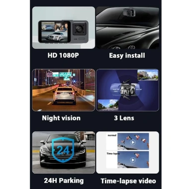 Camera WiFi xe hơi 1.080P 3 mắt S10, nhìn hồng ngoại, bảo hành 12 tháng - 449k
