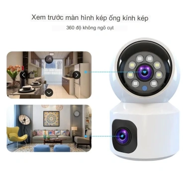 Camera Wifi YOOSEE 2 mắt không dây xoay 360 xem 2 màn hình kèm chân đế lỗi 1 đổi 1