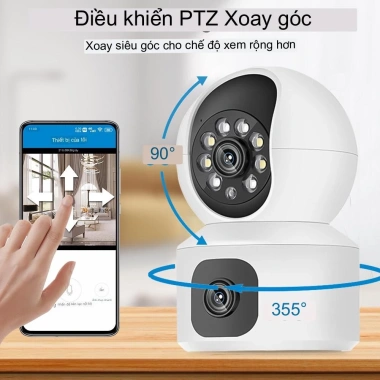 Camera Wifi YOOSEE 2 mắt không dây xoay 360 xem 2 màn hình kèm chân đế lỗi 1 đổi 1