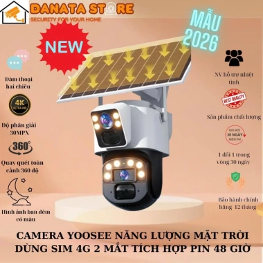 Camera Yoosee 2 mắt năng lượng mặt trời, SIM 4G FHD, xoay 350 độ, đàm thoại 2 chiều, tặng kèm SIM4G - Giá chỉ 809.750đ, siêu tiết kiệm 9