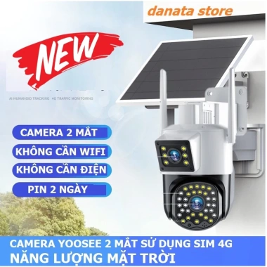 Camera Yoosee 4G năng lượng mặt trời 2 mắt quay đêm, pin 72h, đàm thoại 2 chiều, bảo hành 24 tháng - giá 1.869.930₫