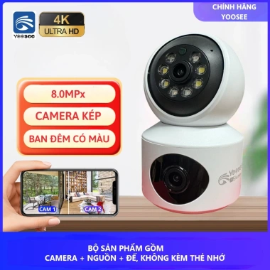Camera YooSee Ngoại Trời Q42D 2 Mắt Xem 2 Góc Cùng Lúc, Góc Rộng, Giá 340k