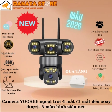 Camera YOOSEE WIFI Ngoại Thất 4 Mắt 3 Màn Hình 46MPX LED Siêu Nét - Bảo Hành 24 Tháng - Giá Ưu Đãi 632K
