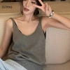 Camisole dệt kim cổ V không tay màu cam cho nữ: Mùa hè thoáng mát, giảm còn 87.048 VND 2