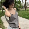 Camisole dệt kim cổ V không tay màu cam cho nữ: Mùa hè thoáng mát, giảm còn 87.048 VND 7