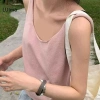 Camisole dệt kim cổ V không tay màu cam cho nữ: Mùa hè thoáng mát, giảm còn 87.048 VND 8