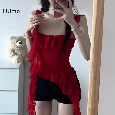 Camisole LUImo lưới hoa hồng cam – áo không tay nhẹ cho đi biển, giảm giá 158.436₫