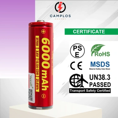 Camplos Pin sạc 21.700 Vapcell F60 6.000mAh - Dung lượng lớn, năng lượng ổn định cho đèn pin