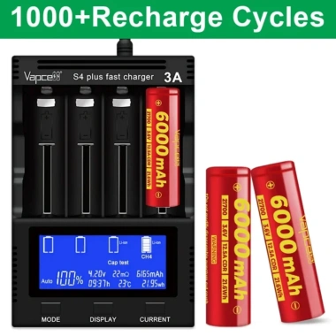 Camplos Pin sạc 21.700 Vapcell F60 6.000mAh - Dung lượng lớn, năng lượng ổn định cho đèn pin