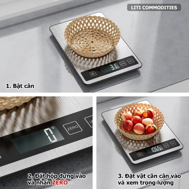 Cân bếp điện tử 15kg/1g inox chống nước, chức năng trừ bì - Giá chỉ 165.000 VND 5