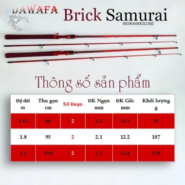 Cần câu lure Brick Samurai đầu bu chống xoắn carbon – 150.000đ (giảm từ 181.500đ) 9