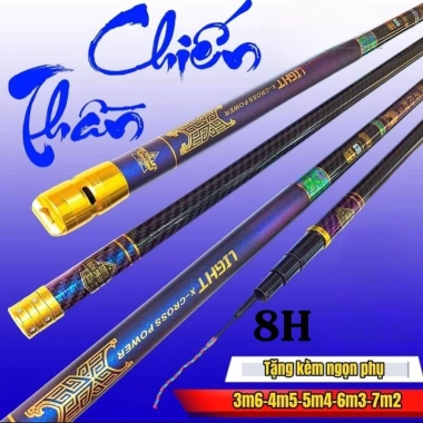 Cần câu tay Chiến Thần 8H-10H Đối Trọng 10kg Carbon Xoắn Tặng Ngọn Phụ 179.000