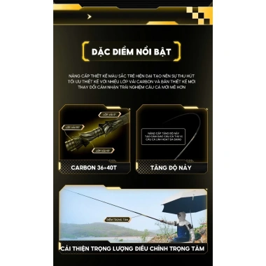 Cần câu V5 AGENT độc quyền - chất liệu cacbon cao cấp, giá ưu đãi 550.000 VND