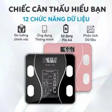 Cân điện tử 180kg kính cường lực - Theo dõi cân nặng, phân tích chỉ số cơ thể, Bluetooth, giá 95.000₫ 2