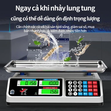 Cân điện tử 40kg 2 mặt hiển thị - Chống nước, đếm tích lũy, cho hải sản và rau củ - Giá 435k