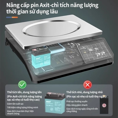 Cân điện tử 40kg 2 mặt hiển thị - Chống nước, đếm tích lũy, cho hải sản và rau củ - Giá 435k