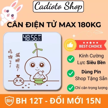 Cân Điện Tử Cadioto 180kg - Kính Cường Lực, Nhiều Mẫu Dễ Thương, Giá 89.000₫