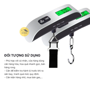 Cân điện tử cầm tay Hotech mini 50kg độ chính xác 10g có móc treo và đai buộc - Giá ưu đãi 74.250 VND
