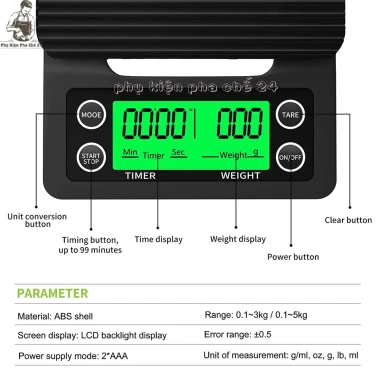 Cân Điện Tử Cao Cấp Timer Scale LCD - Cân Pha Chế, Nhà Bếp, Giá 60.000đ