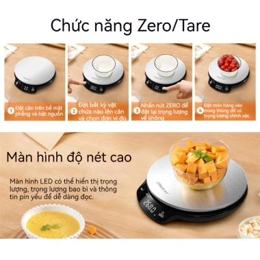 Cân điện tử CHWARES màn hình LED độ phân giải cao, độ chính xác 0.1g/1g, chuyển đổi đa đơn vị, giảm giá nhanh.
