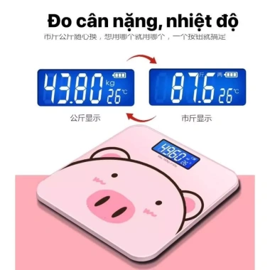 Cân điện tử cường lực 180kg - Hình con heo hot trend, đo sức khỏe chính xác, kèm pin, giá 136k 6
