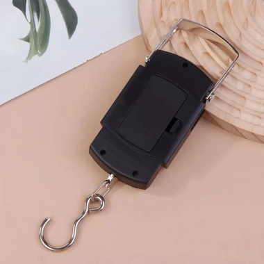 Cân điện tử GAOSU màu đen - Độ chính xác 10g, LCD hiển thị, móc treo tiện lợi, cân hành lý di động