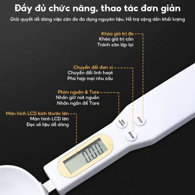 Cân điện tử gia đình 0.1g đa năng 500g, cân pha cà phê, làm bánh, thực phẩm kèm thìa đong - 55.000 VND