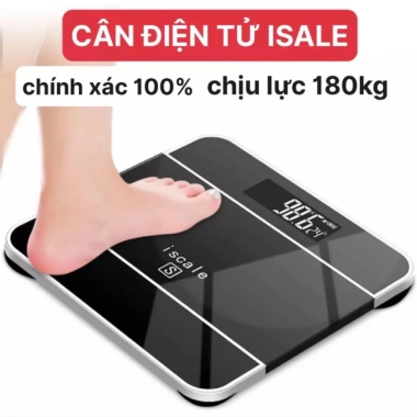Cân điện tử Iscale mặt gương, đo cân nặng, nhiệt độ, chính xác, sức khỏe 180kg - 75.000