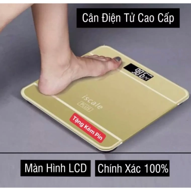 Cân điện tử Iscale mặt gương, đo cân nặng, nhiệt độ, chính xác, sức khỏe 180kg - 75.000