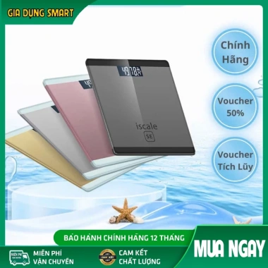 Cân điện tử iScale SE 150kg LCD rõ nét, kính cường lực cao cấp, thiết kế gọn nhẹ, giá chỉ 58.000₫