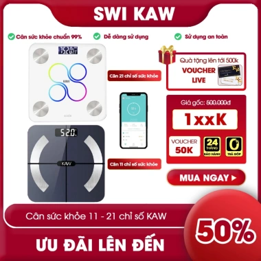 Cân Điện Tử KAW 21 chỉ số, Bluetooth kết nối điện thoại, giá 229.000₫