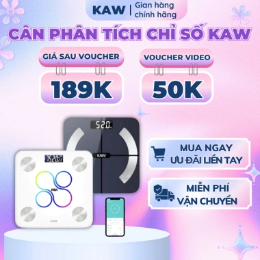 Cân Điện Tử KAW LCD Lớn, Bluetooth Kết Nối, Phân Tích 7 Chỉ Số Cơ Thể - 229.000₫