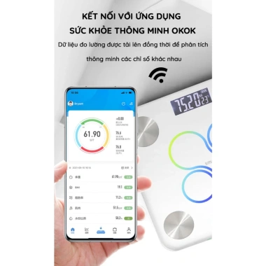 Cân Điện Tử KAW LCD Lớn, Bluetooth Kết Nối, Phân Tích 7 Chỉ Số Cơ Thể - 229.000₫