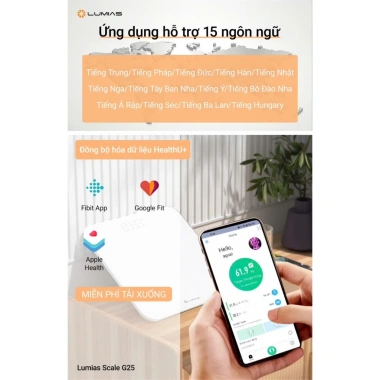 Cân điện tử Lumias Scale G25 - Thiết kế chắc chắn, hiện đại, phân tích chỉ số cơ thể, giá chỉ 299.000 VND