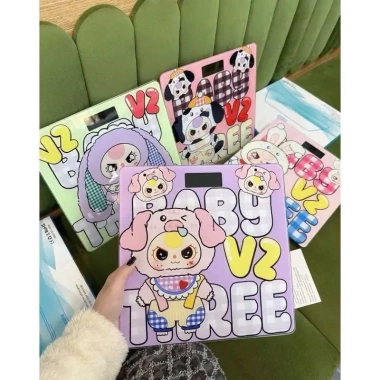 Cân điện tử mặt kính cường lực cao cấp, kèm pin, thiết kế mèo Kitty Labubu và Heo gấu vui nhộn, cân sức khỏe 79.000₫ 5