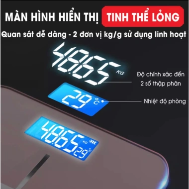 Cân điện tử mặt kính cường lực IP siêu chắc đo cân nặng 180kg và nhiệt độ phòng, chính xác 100% - Giá chỉ 75.000₫ 2