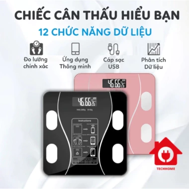Cân điện tử METIS sạc USB, Bluetooth, phân tích cơ thể, tải 180kg - 101.000đ