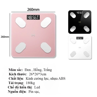 Cân điện tử METIS sạc USB, Bluetooth, phân tích cơ thể, tải 180kg - 101.000đ