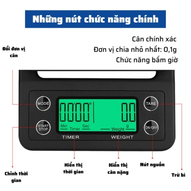 Cân điện tử mini cao cấp 0.1g-5kg cho pha chế, làm bánh - Giá chỉ 141.000 VND