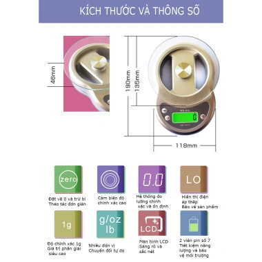 Cân Điện Tử Nhà Bếp WH-B16 - Chính Xác 0.1g, Trừ Bì, Đa Năng Thực Phẩm, Gia Vị, Trà - 153k