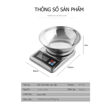 Cân điện tử nhà bếp XF-03 inox chính xác, kèm tô đựng - Giá chỉ 247.000 VND 9
