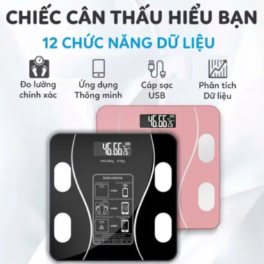 Cân Điện Tử PTLUXURY Phân Tích Chỉ Số Cơ Thể & Sức Khỏe, App - Giá 105.000₫